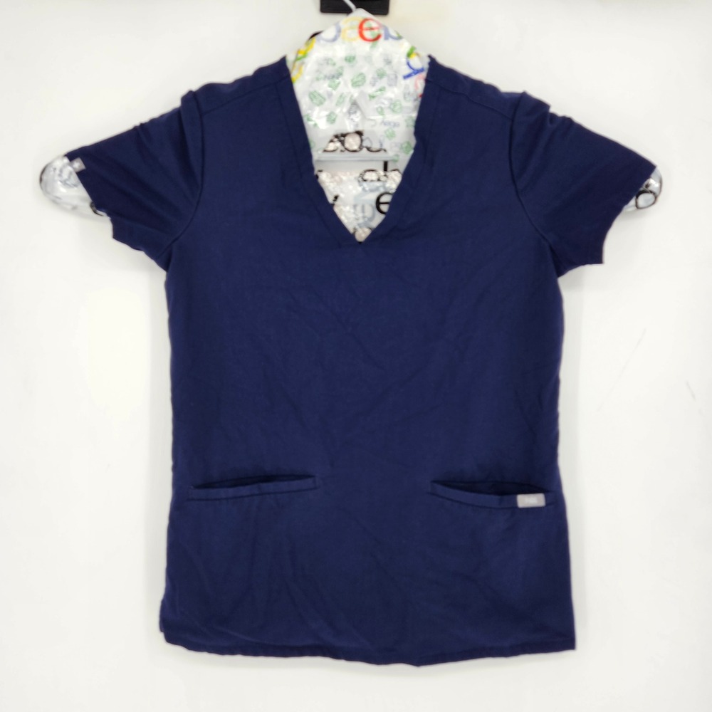 Figs Scrub Top Womens Extra Small Casma Three Pocket Technical Uniforms Blue